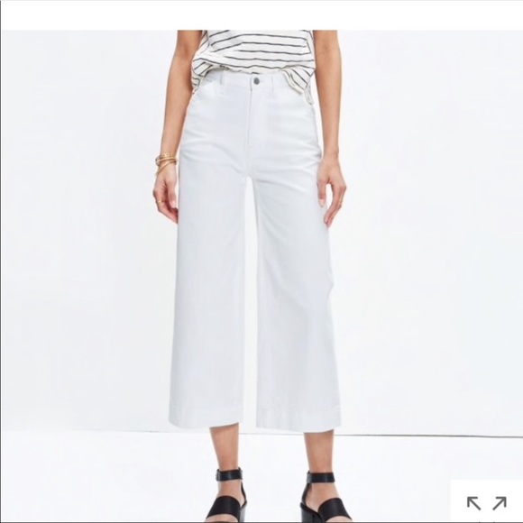 white wide leg crop jeans